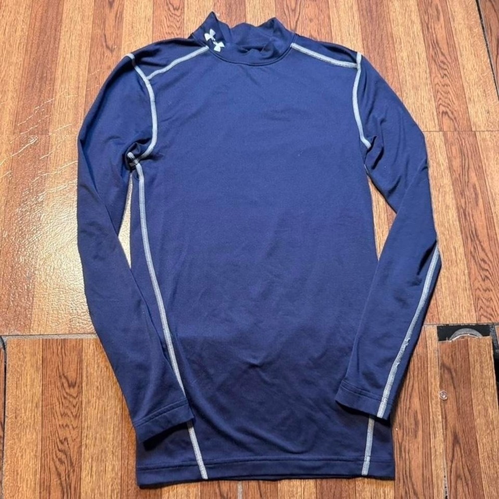 Under Armour Blue Cold Tech Retro Sportswear Compression Sleeve Shirt Small